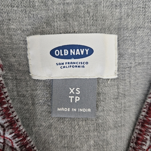 Old Navy Peasant Top Gray Embroidered 3/4 Sleeve V Neck Boho Shirt XS - Picture 5 of 8